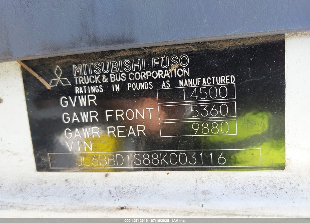 2008 MITSUBISHI FUSO TRUCK FE 84D VIN: JL6BBD1S88K003116