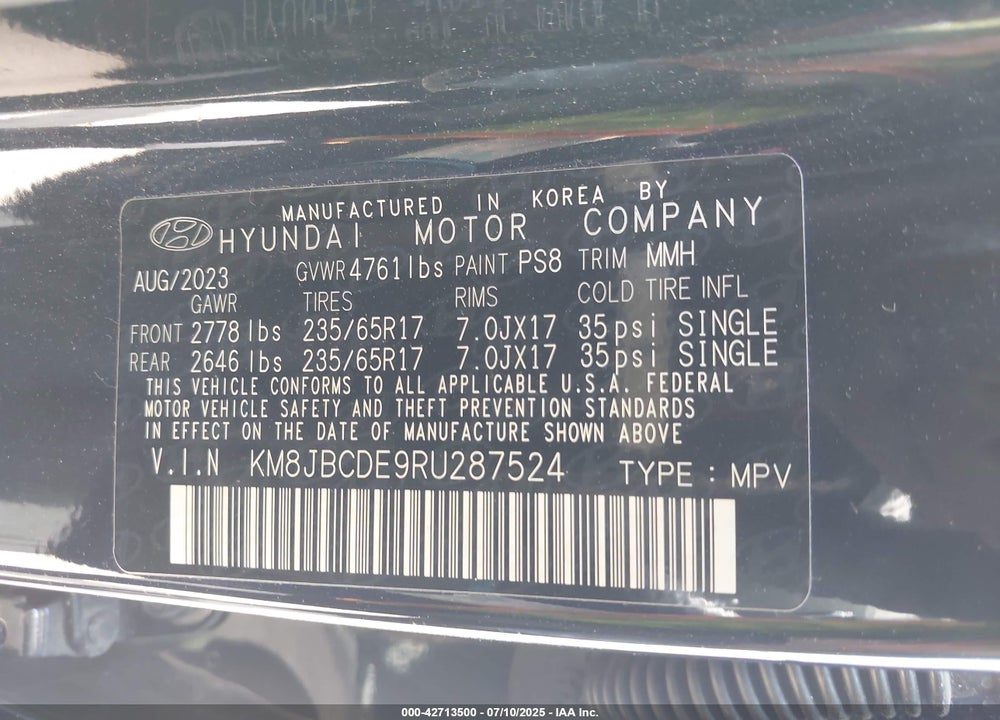 2024 HYUNDAI TUCSON SEL VIN: KM8JBCDE9RU287524