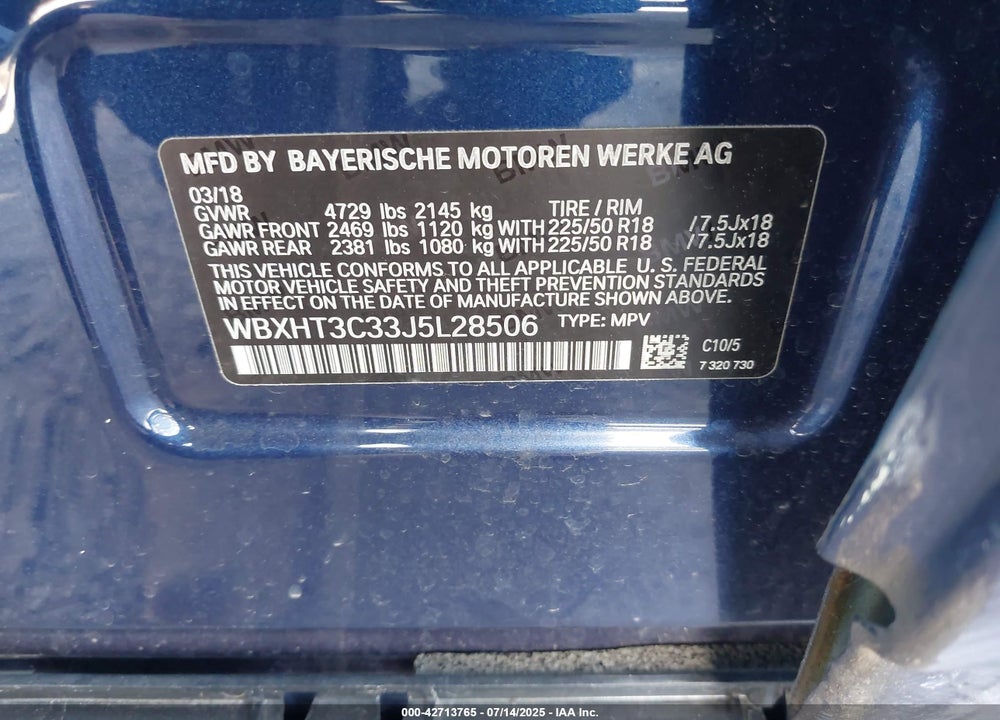 2018 BMW X1 VIN: WBXHT3C33J5L28506