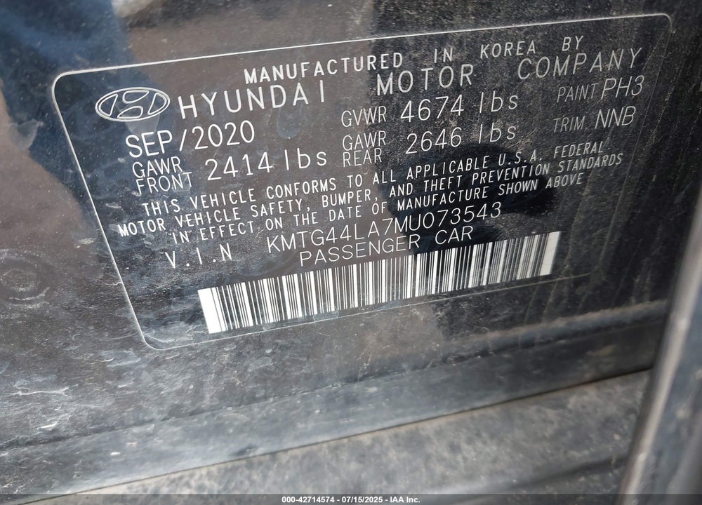 2021 GENESIS G70 VIN: KMTG44LA7MU073543