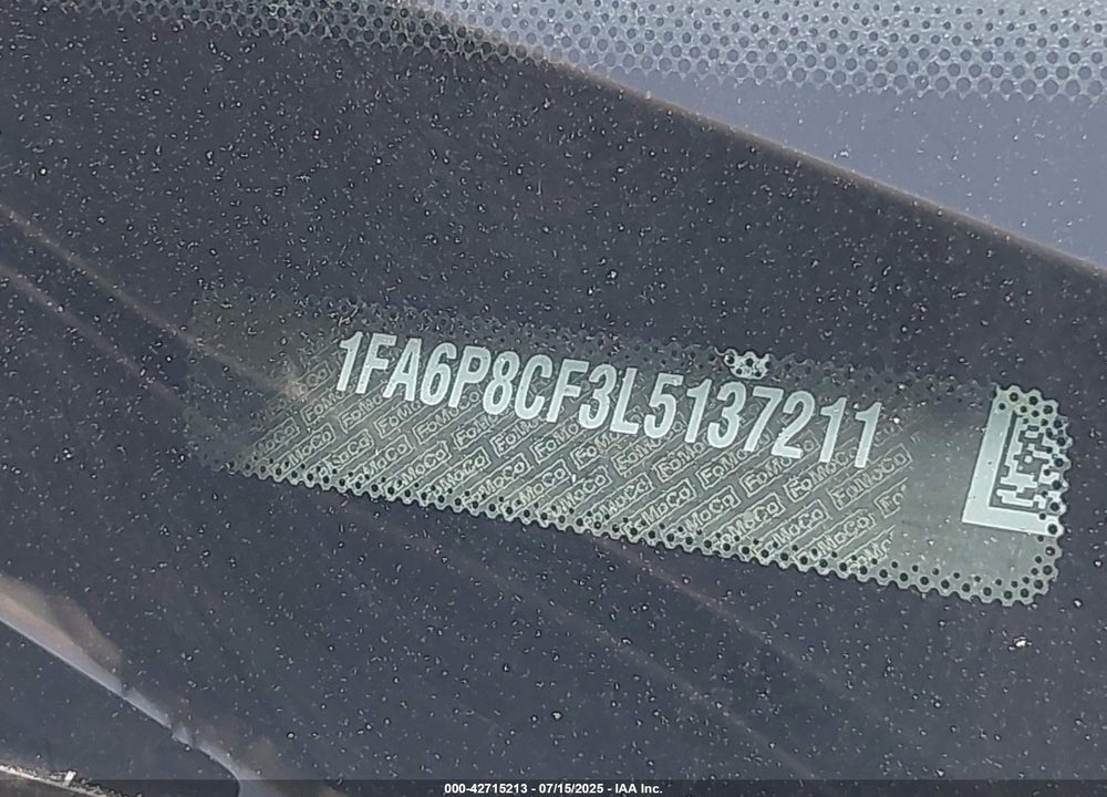 2020 FORD MUSTANG VIN: 1FA6P8CF3L5137211