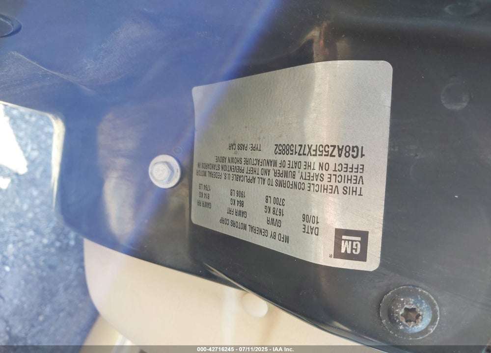 2007 SATURN ION VIN: 1G8AZ55FX7Z158852