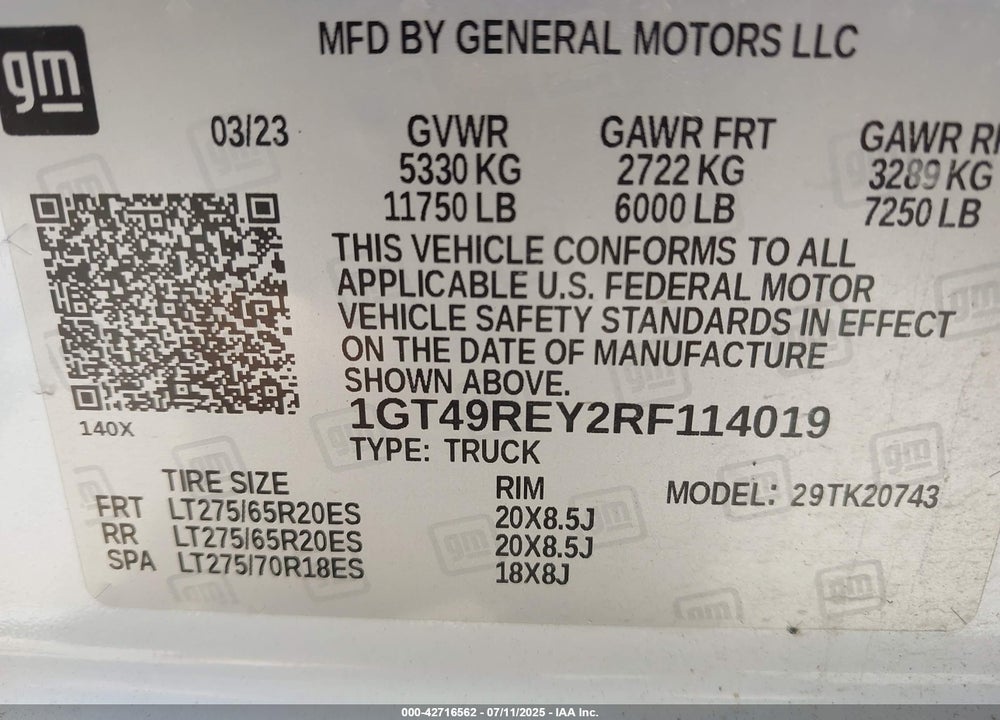 2024 GMC SIERRA 2500HD VIN: 1GT49REY2RF114019