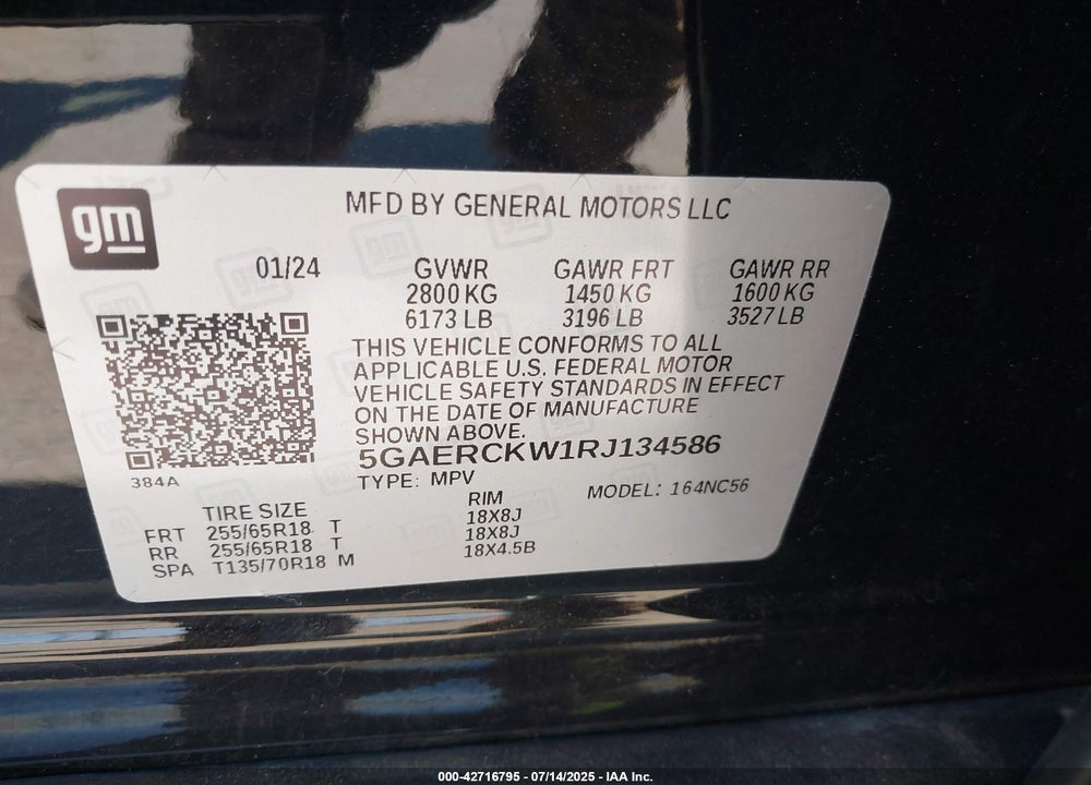2024 BUICK ENCLAVE PREMIUM FWD VIN: 5GAERCKW1RJ134586