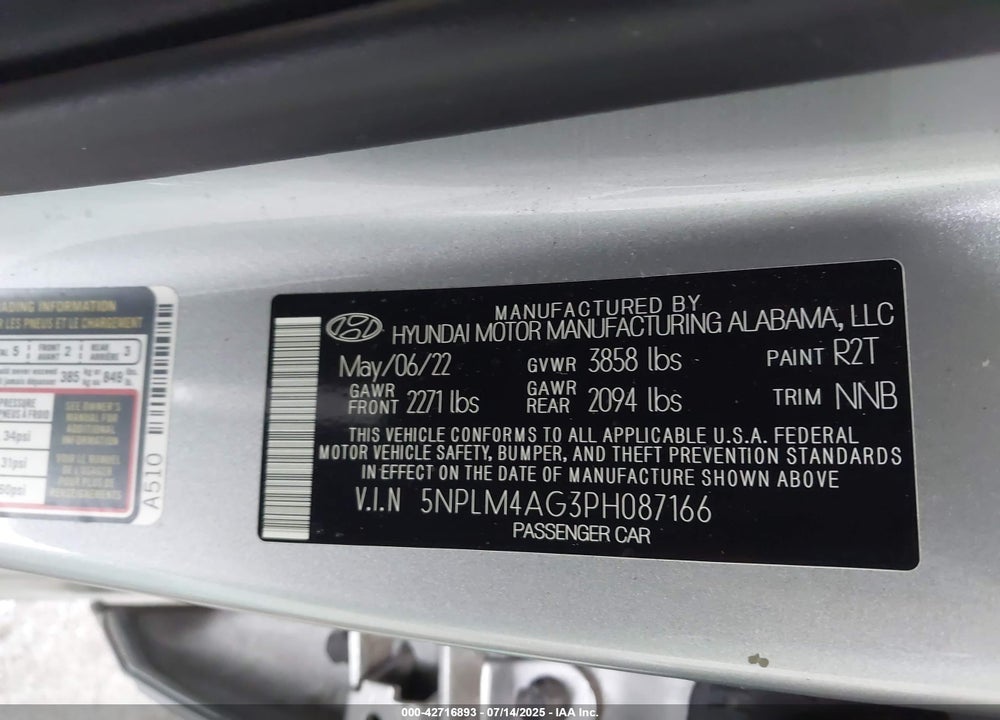 2023 HYUNDAI ELANTRA SEL VIN: 5NPLM4AG3PH087166