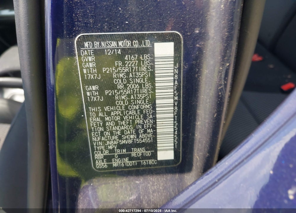 2015 NISSAN JUKE VIN: JN8AF5MV8FT554551