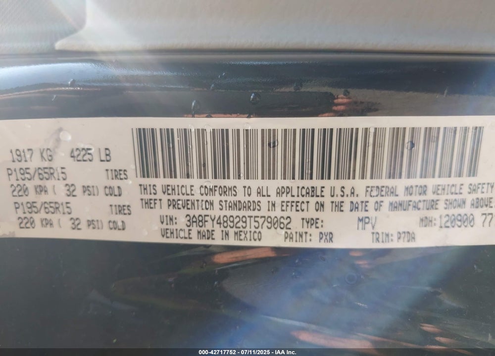 2009 CHRYSLER PT CRUISER LX VIN: 3A8FY48929T579062