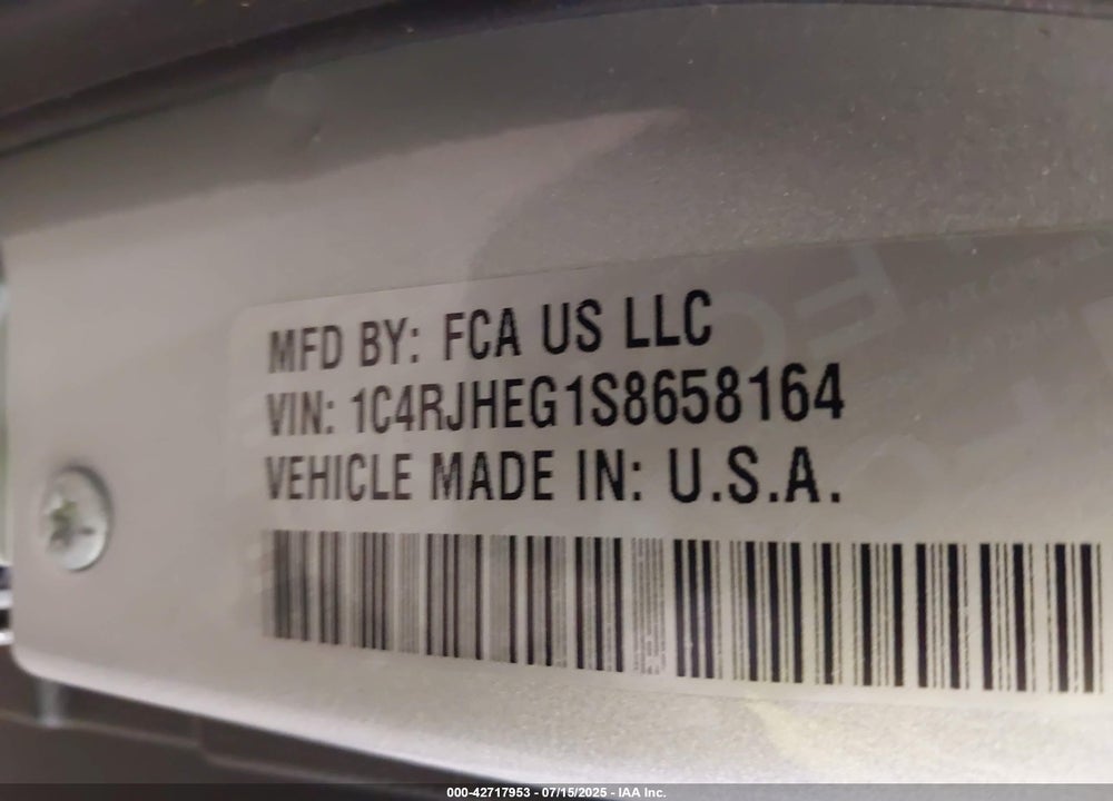 2025 JEEP GRAND CHEROKEE VIN: 1C4RJHEG1S8658164