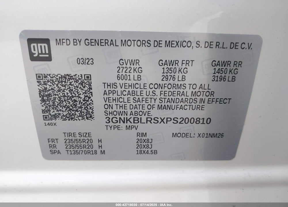 2023 CHEVROLET BLAZER AWD PREMIER VIN: 3GNKBLRSXPS200810