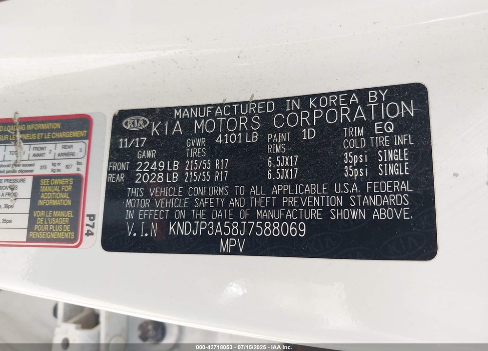 2018 KIA SOUL VIN: KNDJP3A58J7588069