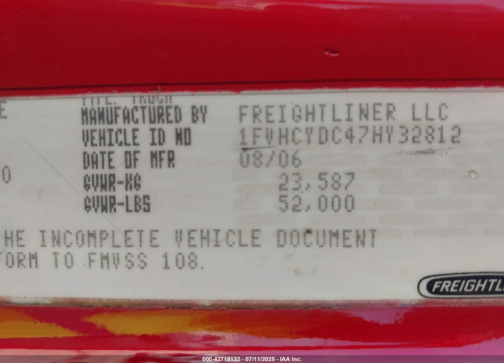 2007 FREIGHTLINER M2 106 MEDIUM DUTY VIN: 1FVHCYDC47HY32812