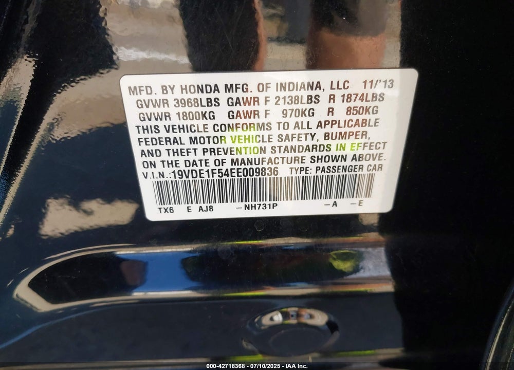 2014 ACURA ILX VIN: 19VDE1F54EE009836