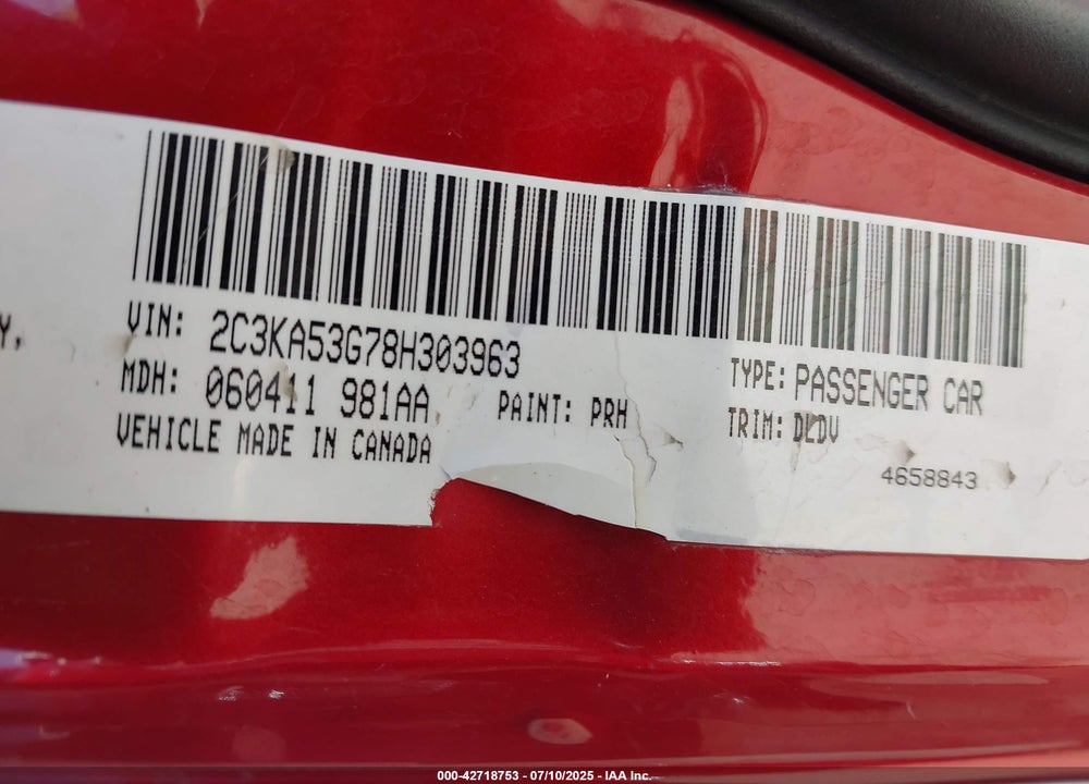 2008 CHRYSLER 300 VIN: 2C3KA53G78H303963