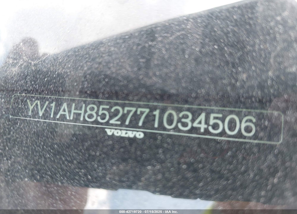 2007 VOLVO S80 VIN: YV1AH852771034506