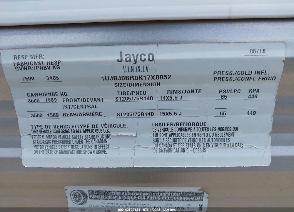 2019 JAYUCO JAY FLIGHT 287BHS VIN: 1UJBJ0BR0K17X0052