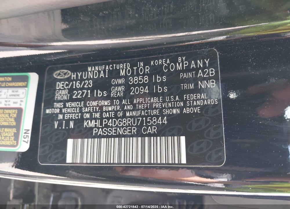2024 HYUNDAI ELANTRA VIN: KMHLP4DG8RU715844