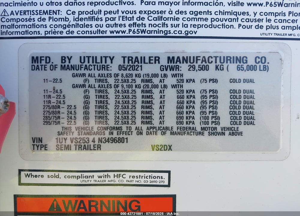 2022 UTILITY TRAILER MFG UNKNOWN VIN: 1UYVS2534N3496801