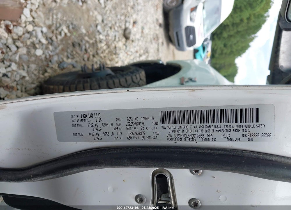 2015 RAM 3500 TRADESMAN VIN: 3C63RRGL9FG610000