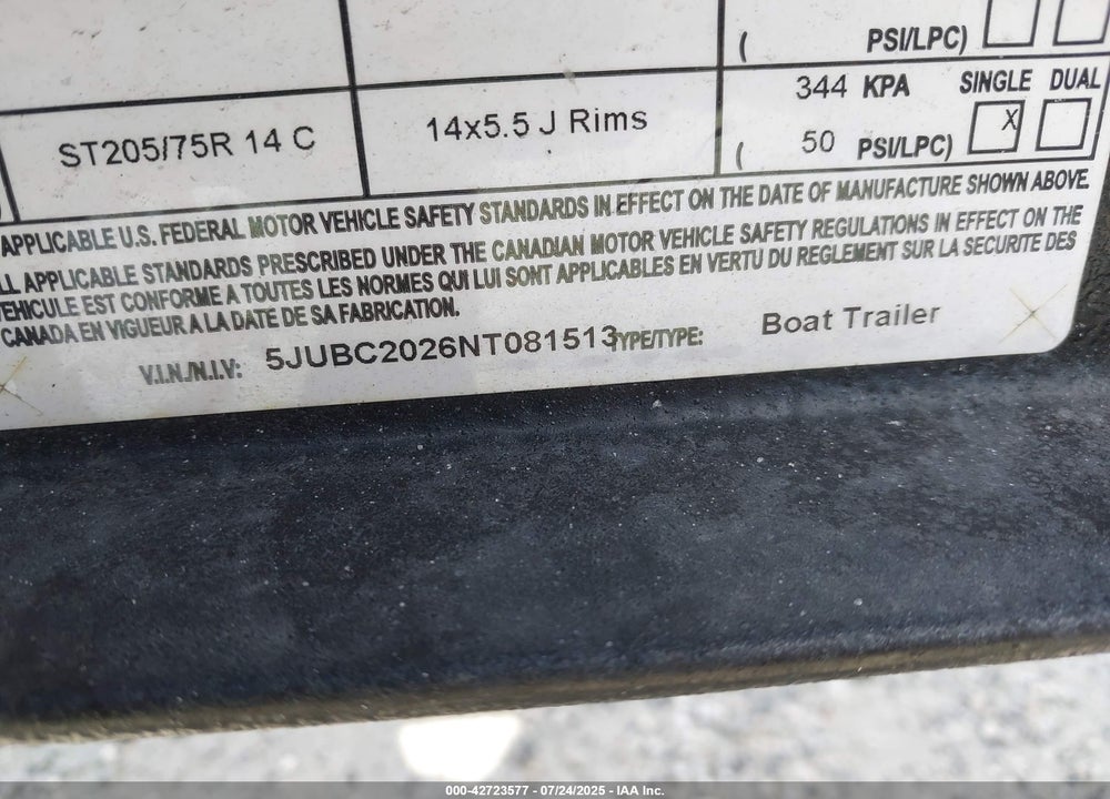 2022 OTHER --- VIN: 5JUBC2026NT081513