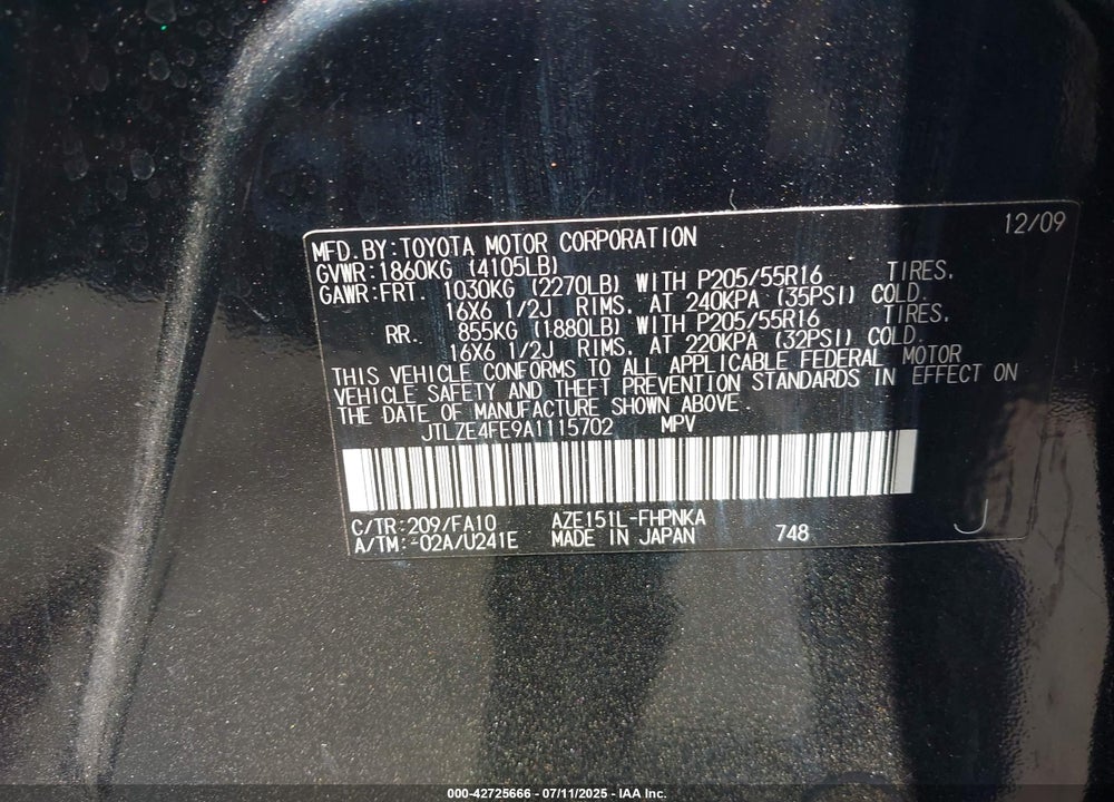 2010 SCION XB VIN: JTLZE4FE9A1115702