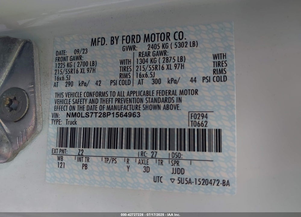 2023 FORD TRANSIT CONNECT XLT CARGO VAN VIN: NM0LS7T28P1564963