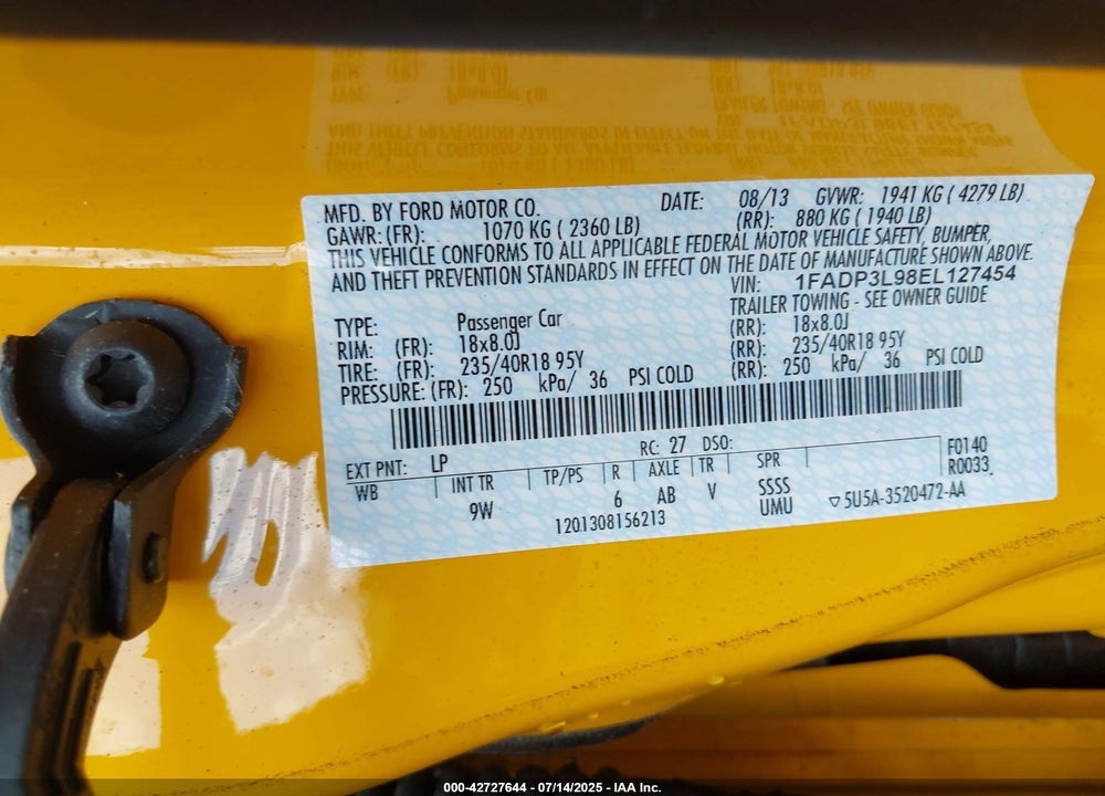 2014 FORD FOCUS ST VIN: 1FADP3L98EL127454