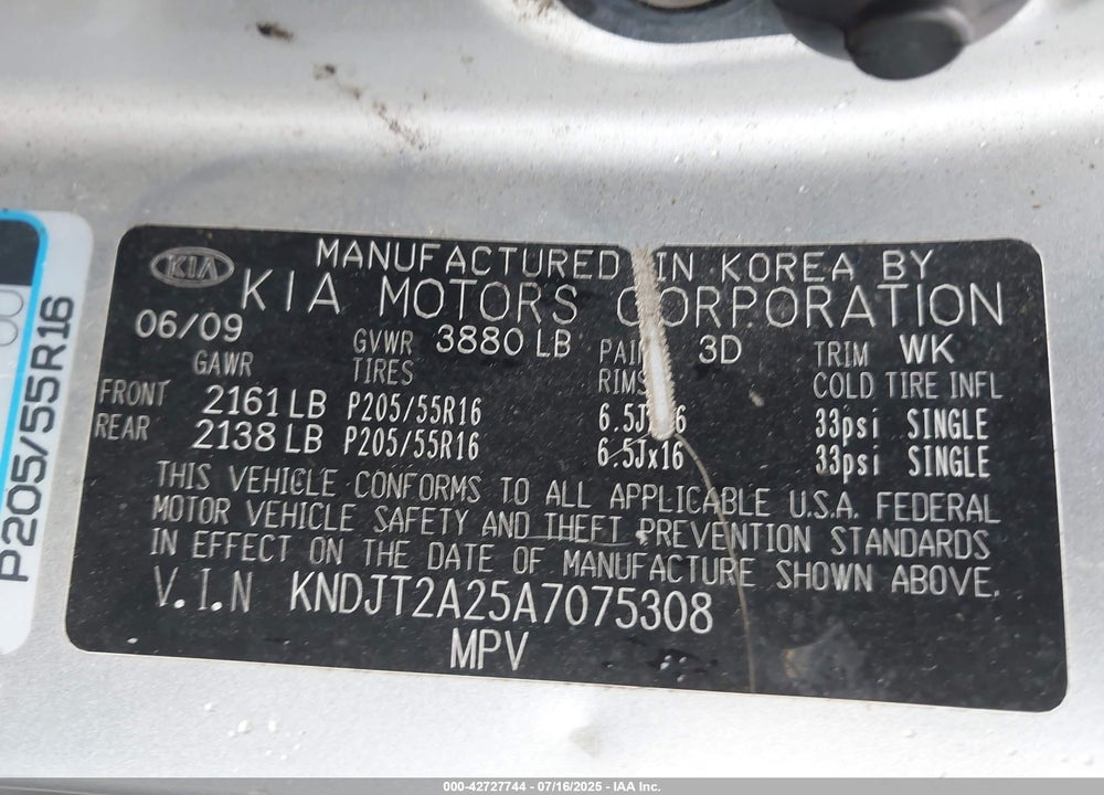 2010 KIA SOUL VIN: KNDJT2A25A7075308