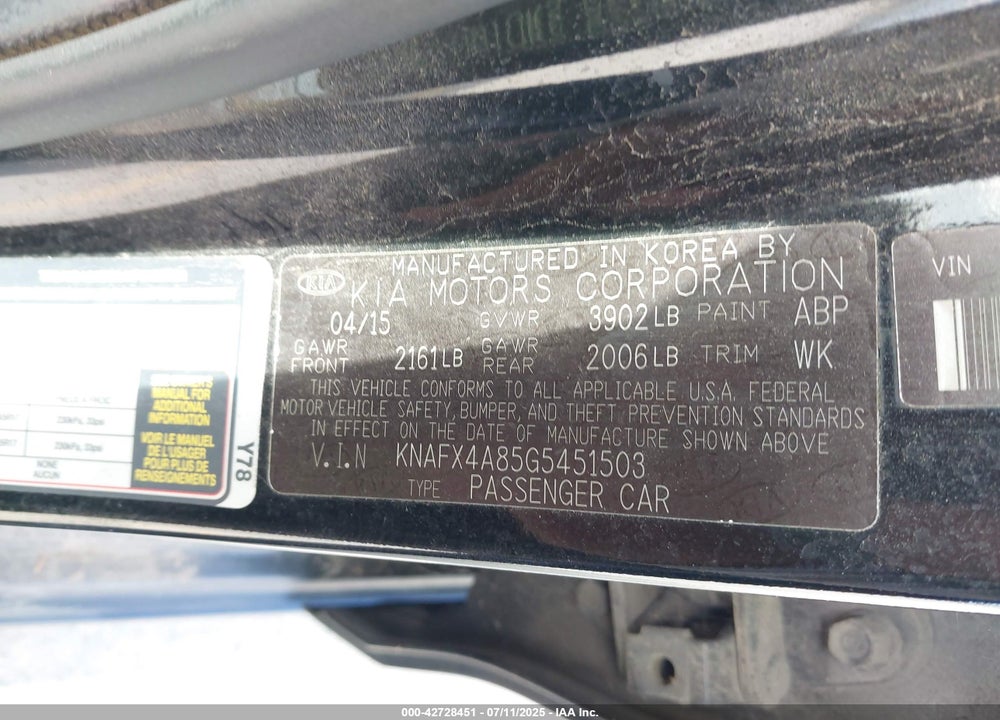 2016 KIA FORTE VIN: KNAFX4A85G5451503
