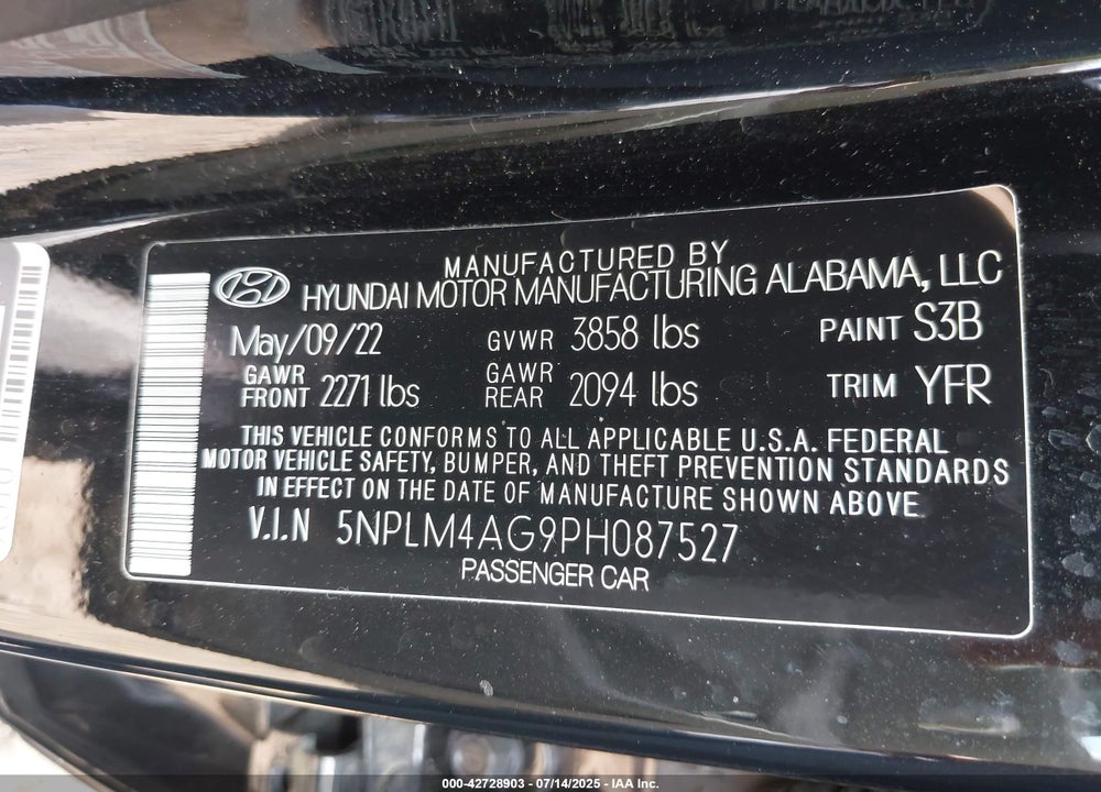 2023 HYUNDAI ELANTRA VIN: 5NPLM4AG9PH087527