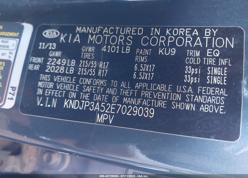 2014 KIA SOUL VIN: KNDJP3A52E7029039