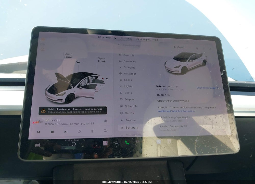 2021 TESLA MODEL 3 VIN: 5YJ3E1EAXMF870089