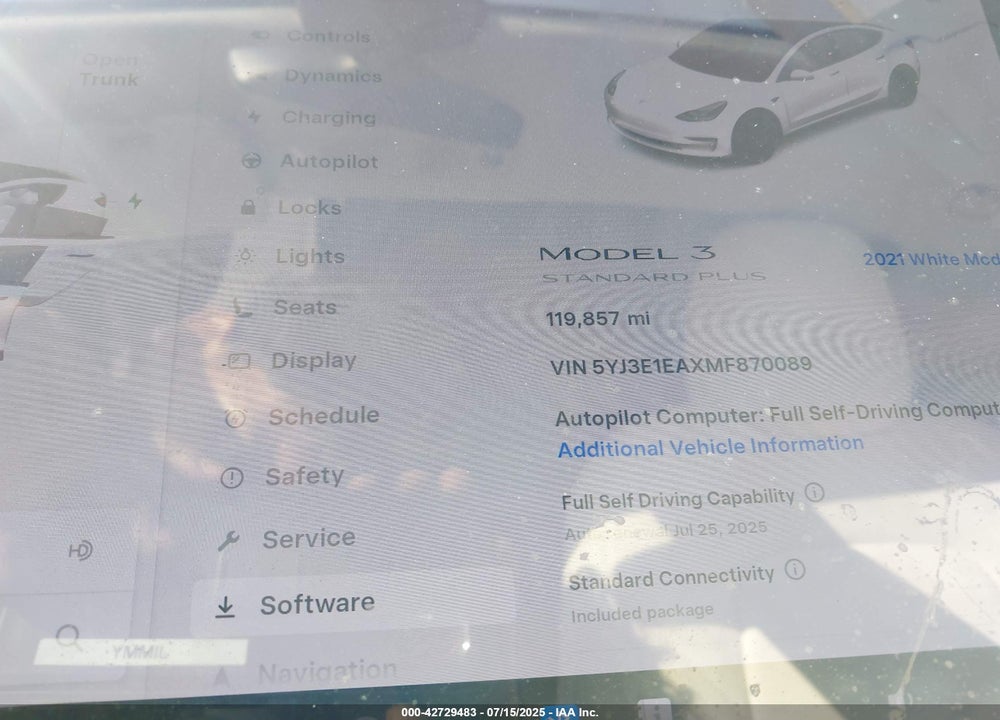 2021 TESLA MODEL 3 VIN: 5YJ3E1EAXMF870089