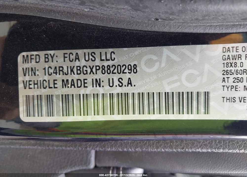 2023 JEEP GRAND CHEROKEE L VIN: 1C4RJKBGXP8820298