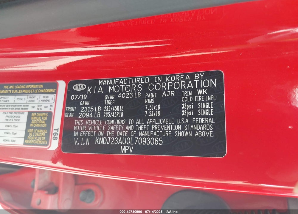 2020 KIA SOUL VIN: KNDJ23AU0L7093065