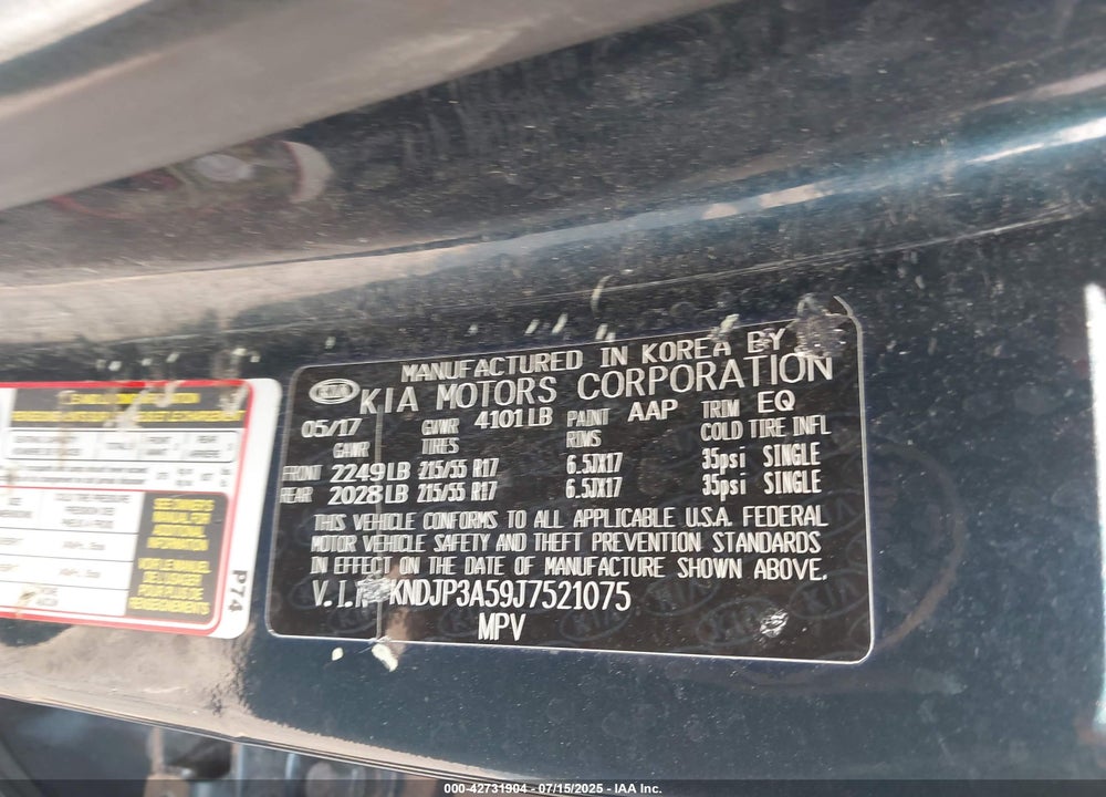 2018 KIA SOUL VIN: KNDJP3A59J7521075
