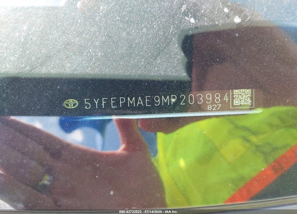 2021 TOYOTA COROLLA VIN: 5YFEPMAE9MP203984