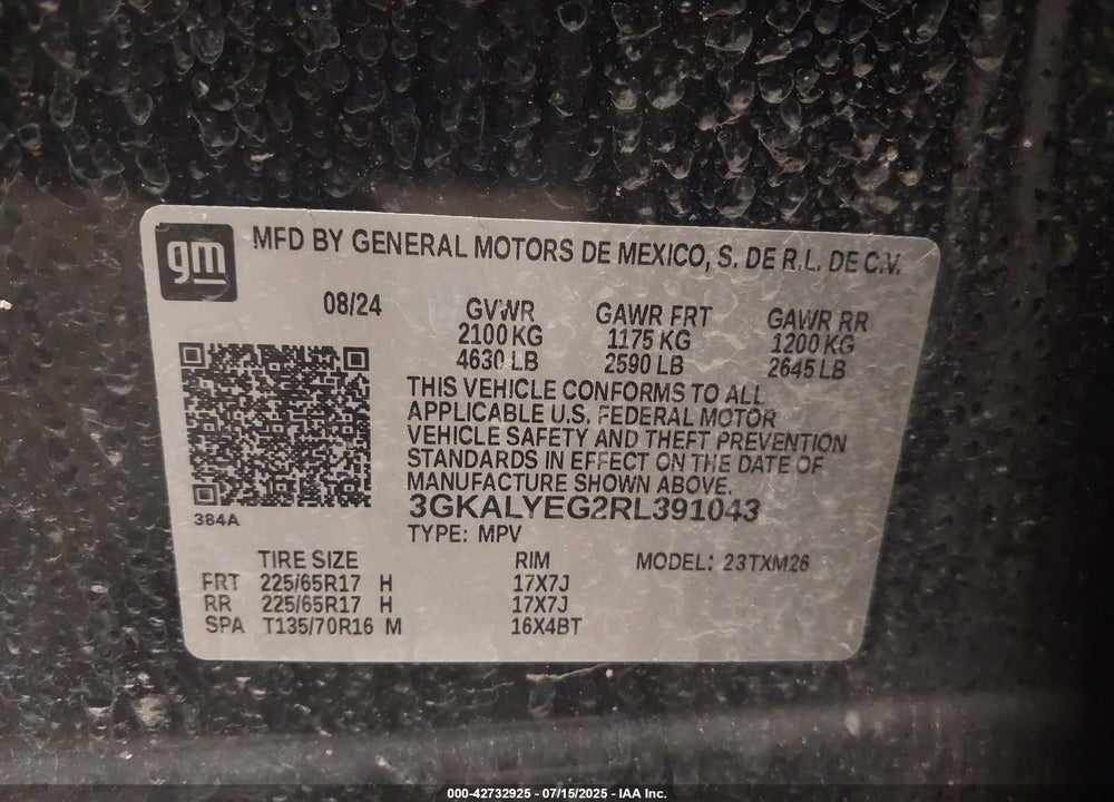 2024 GMC TERRAIN VIN: 3GKALYEG2RL391043