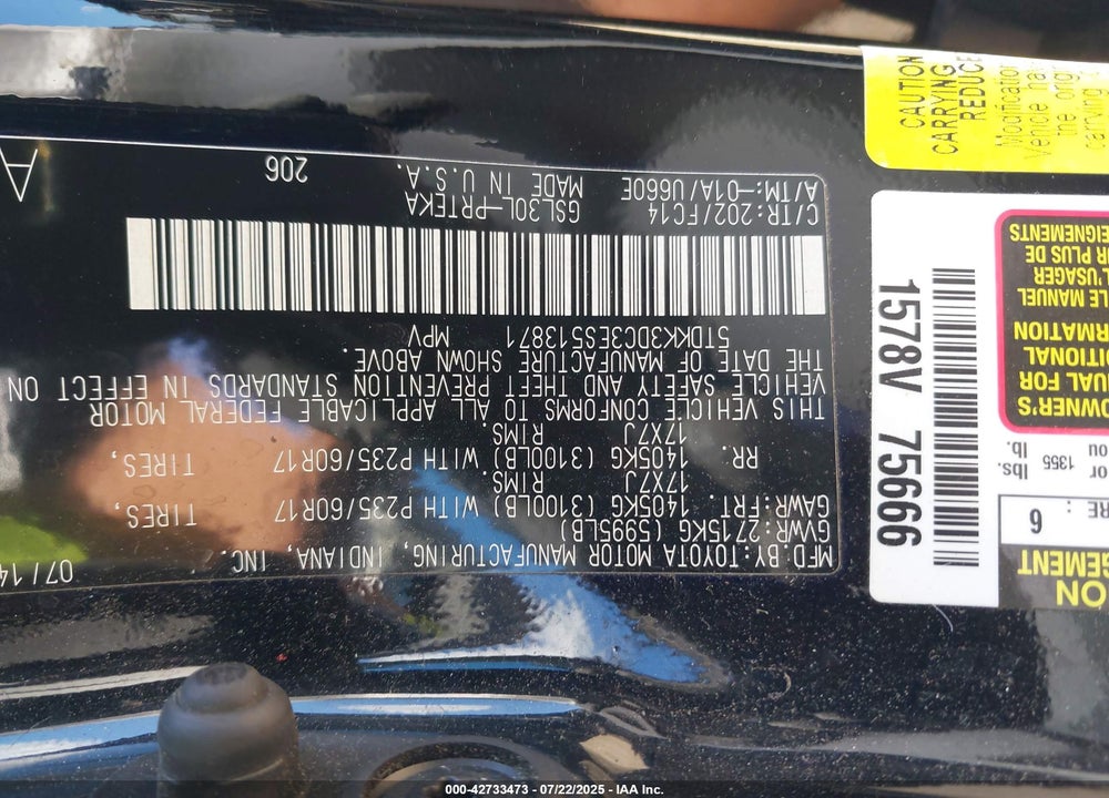 2014 TOYOTA SIENNA VIN: 5TDKK3DC3ES513871