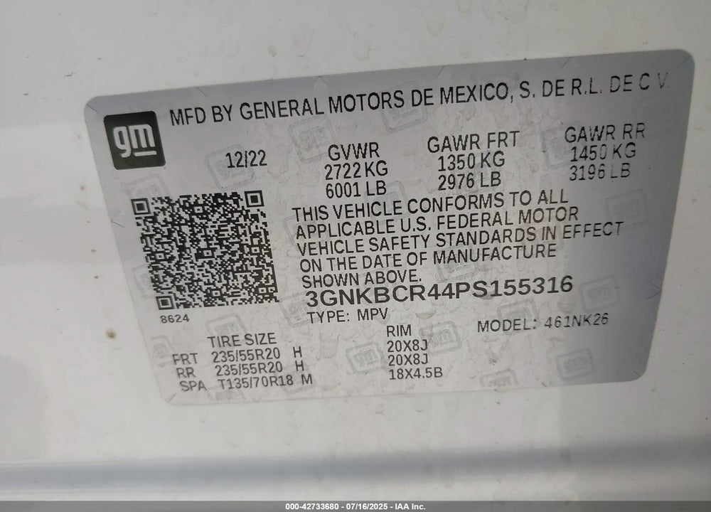 2023 CHEVROLET BLAZER VIN: 3GNKBCR44PS155316