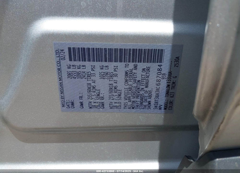 2024 NISSAN ROGUE VIN: 5N1BT3BA3RC687084