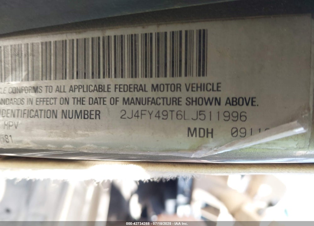 1990 JEEP WRANGLER / YJ VIN: 2J4FY49T6LJ511996