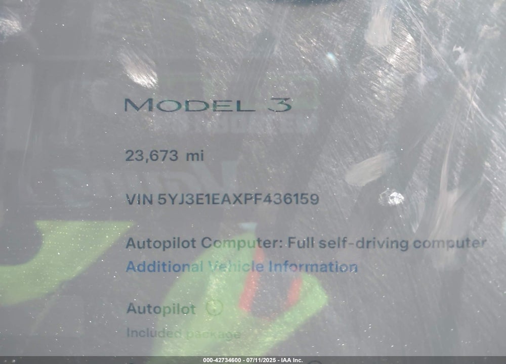 2023 TESLA MODEL 3 VIN: 5YJ3E1EAXPF436159