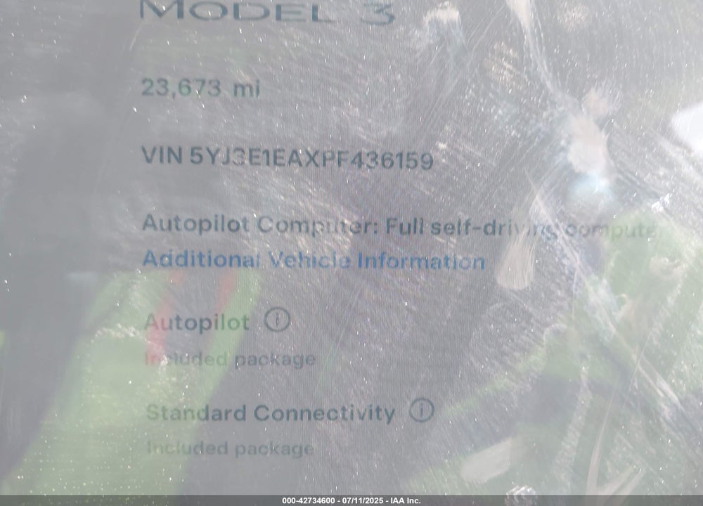 2023 TESLA MODEL 3 VIN: 5YJ3E1EAXPF436159