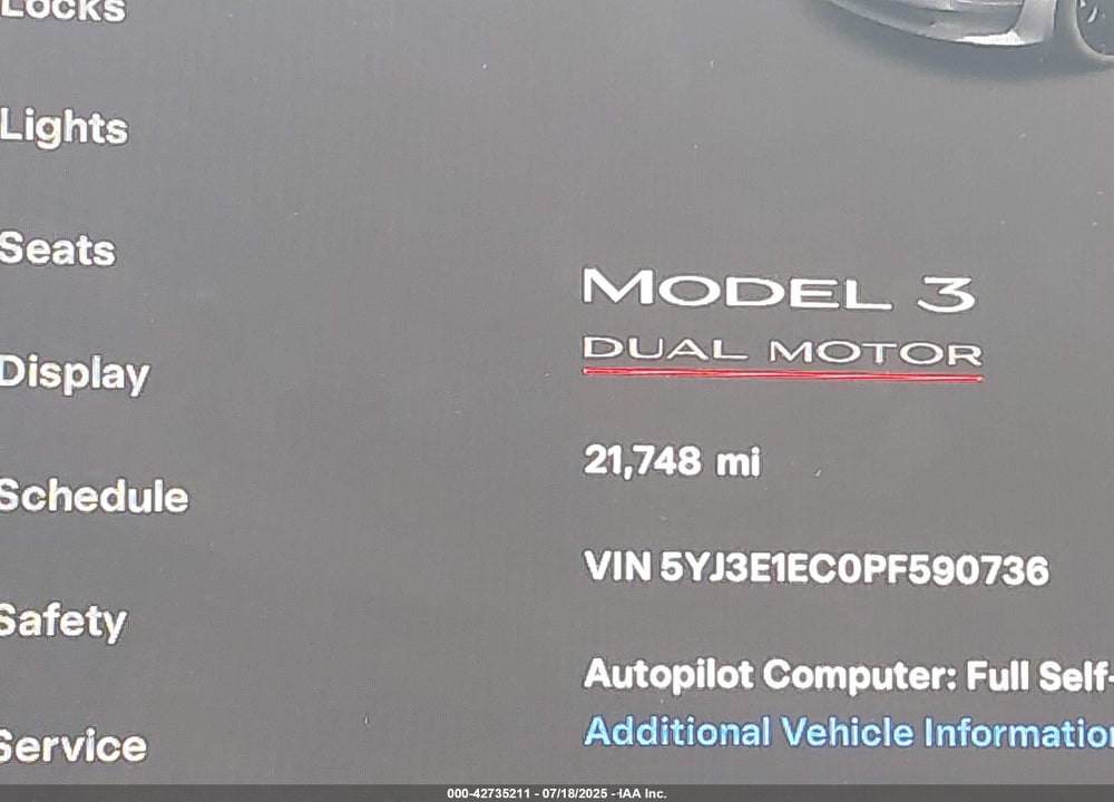 2023 TESLA MODEL 3 VIN: 5YJ3E1EC0PF590736