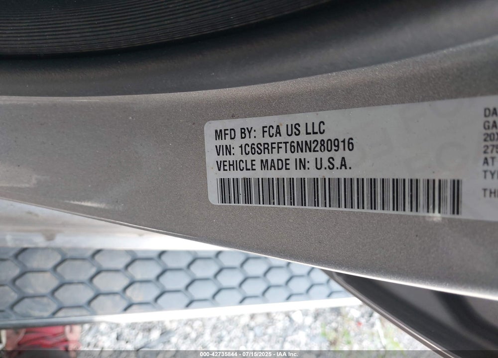 2022 RAM 1500 VIN: 1C6SRFFT6NN280916