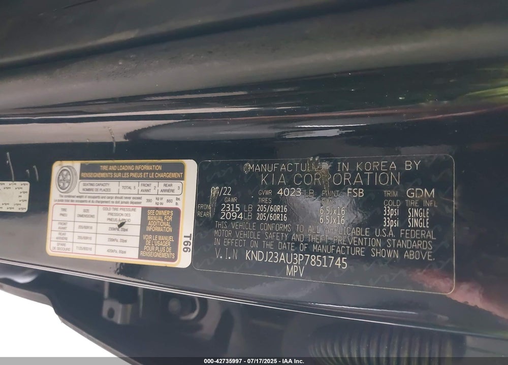 2023 KIA SOUL VIN: KNDJ23AU3P7851745