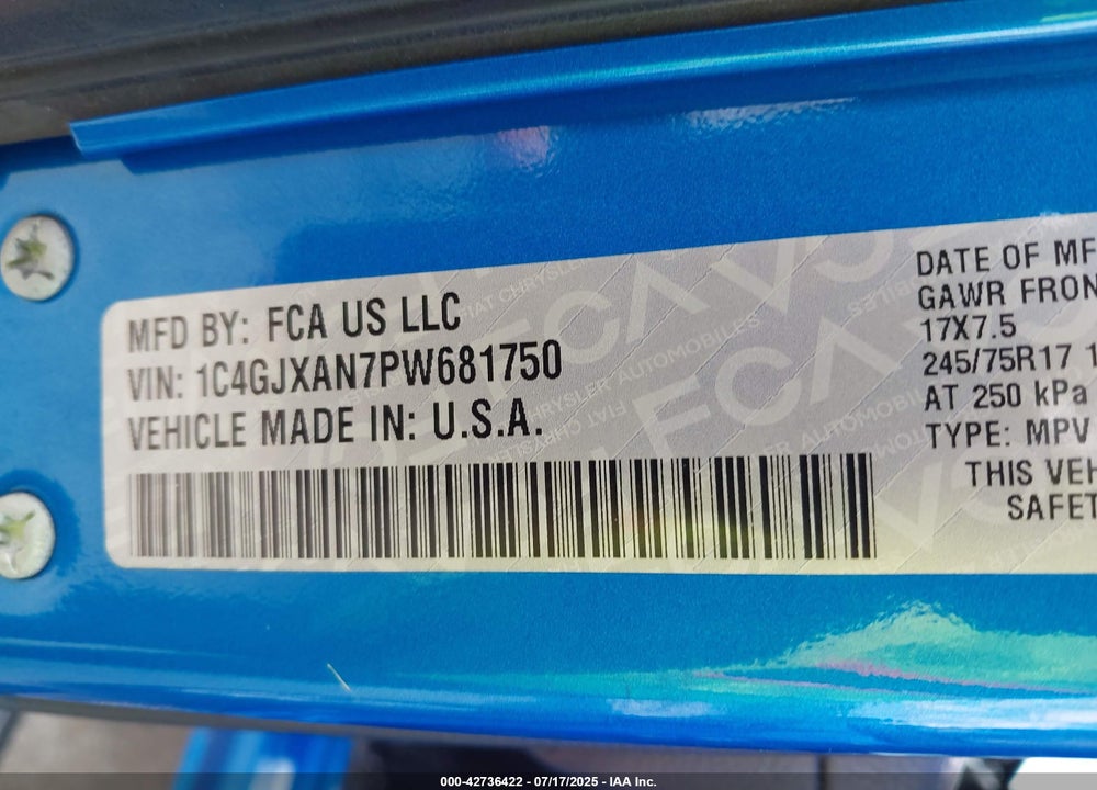 2023 JEEP WRANGLER / VIN: 1C4GJXAN7PW681750