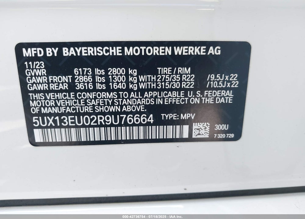 2024 BMW X5 VIN: 5UX13EU02R9U76664