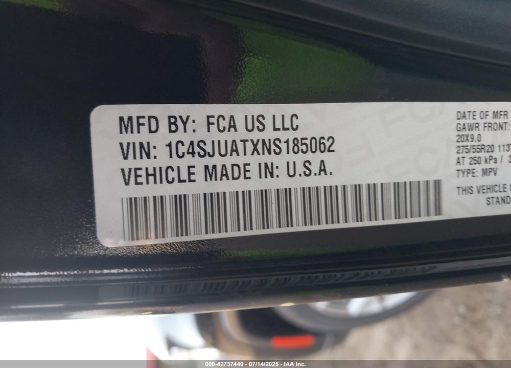 2022 JEEP WAGONEER VIN: 1C4SJUATXNS185062