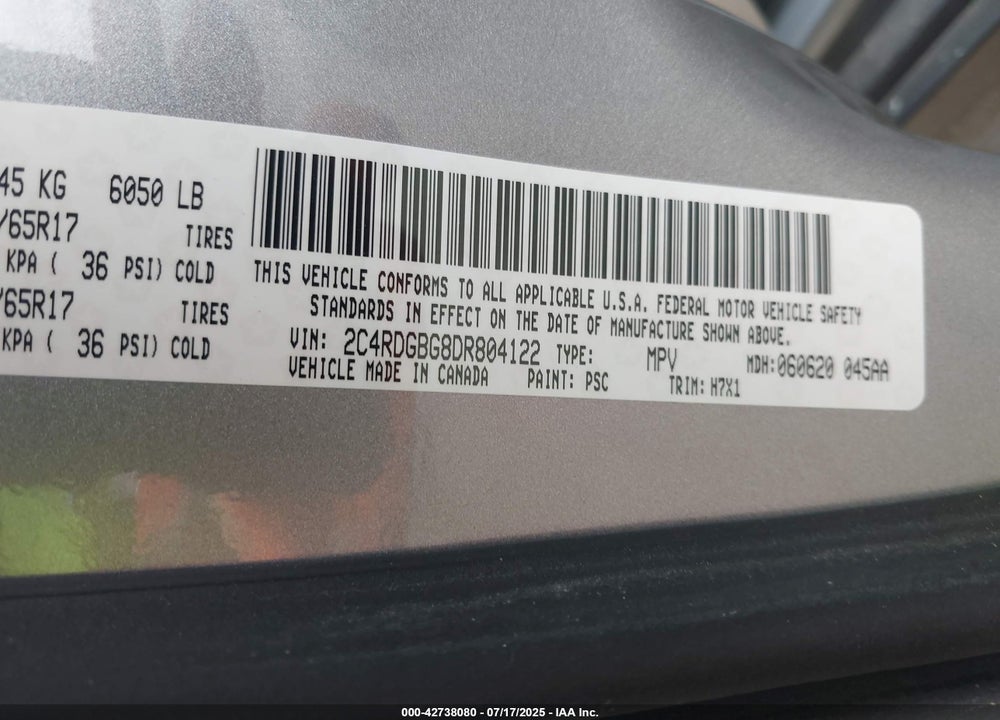 2013 DODGE GRAND CARAVAN AMERICAN VALUE PKG VIN: 2C4RDGBG8DR804122